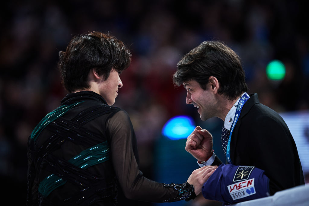 Shoma Uno (JPN) and Stephane Lambiel ISU World Figure Skating Championships 2024 Montreal (CAN) GettyImages 2109716308