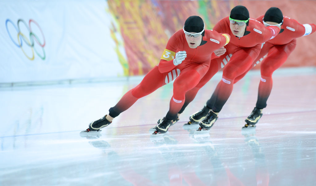Sverre Lunde Pedersen, Havard Lorentzen and Havard Bokko (NOR) Sochi Winter Olympics 2014 ISU 470924415