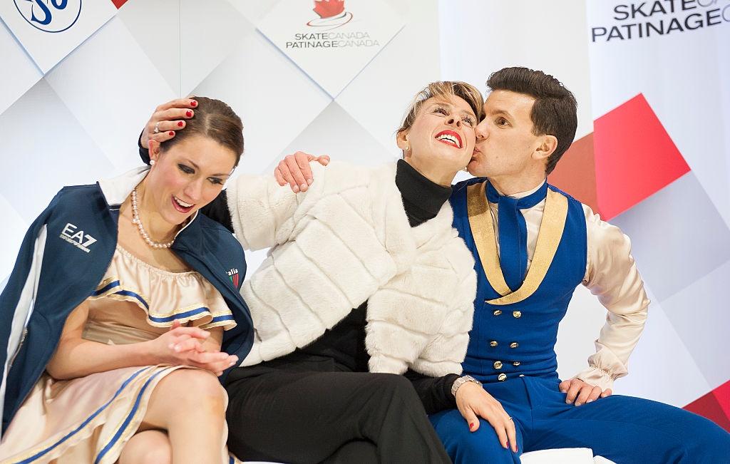 Charlene Guignard and Marco (ITA) with their coach Barbara Fusar Poli GPFS CAN 2015©International Skating Union (ISU) 495009336