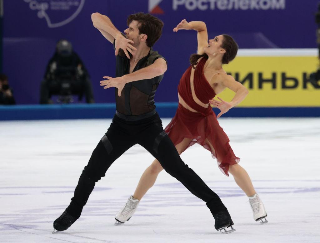Laurence Fournier Beaudry and Nikolaj Sorensen of Canada in the Free Dance on day two of the ISU Grand Prix of Figure Skating - Rostelecom Cup