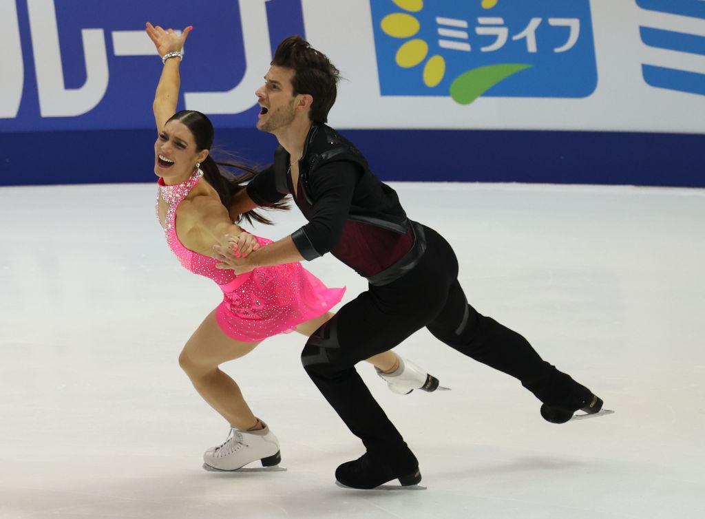 Laurence Fournier Beaudry and Nikolaj Sorensen of Canada compete in the Pairs Rhythm Dance on day one of the ISU Grand Prix of Figure Skating - Rostelecom Cup
