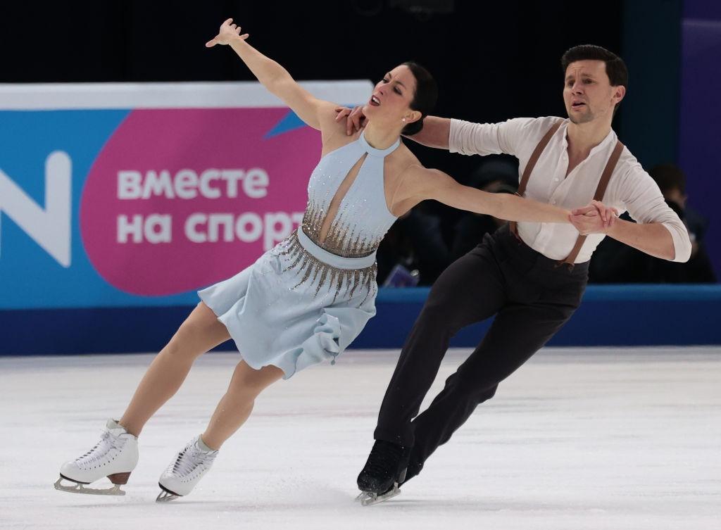 Charlene Guignard and Marco Fabbri (ITA) in the Free Dance on day two of the ISU Grand Prix of Figure Skating - Rostelecom Cup