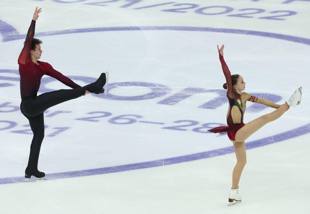Iasmina Kadyrova and Ivan Balchenko (RUS) in the Pairs Free Skate on day two of the ISU Grand Prix of Figure Skating - Rostelecom Cup