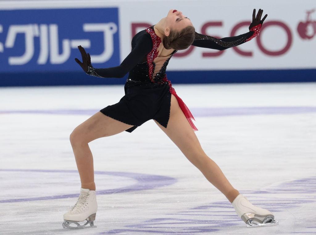 Maiia Khromykh (RUS) in the Women's Free Skating on day two of the ISU Grand Prix of Figure Skating - Rostelecom Cup