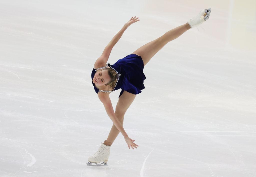 Mariah Bell (USA) in the Women's Short Program on Day One of the ISU Grand Prix of Figure Skating - Rostelecom Cup