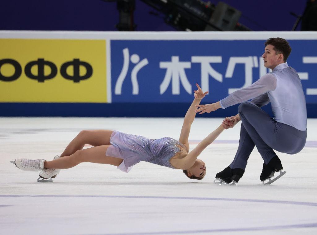 Anastasia Mishina and Aleksandr Galliamov (RUS) in the Pairs Free Skate on day two of the ISU Grand Prix of Figure Skating - Rostelecom Cup