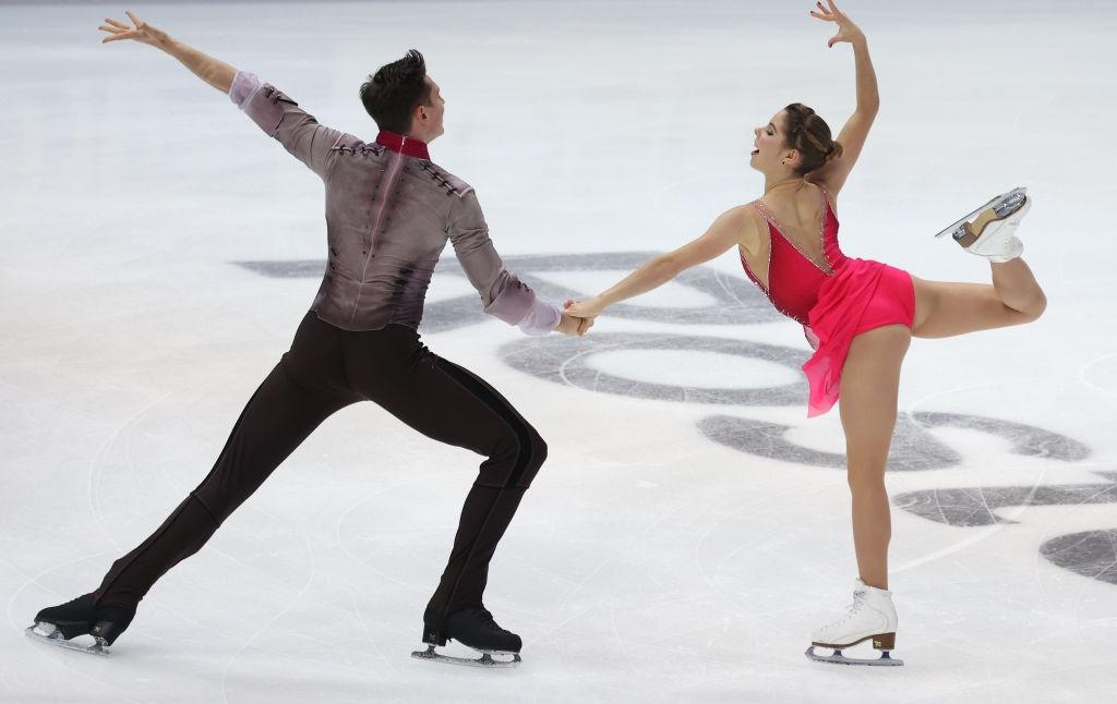 Anastasia Mishina and Aleksandr Galliamov (RUS) compete in the Pairs Short Program on day one the ISU Grand Prix of Figure Skating - Rostelecom Cup 
