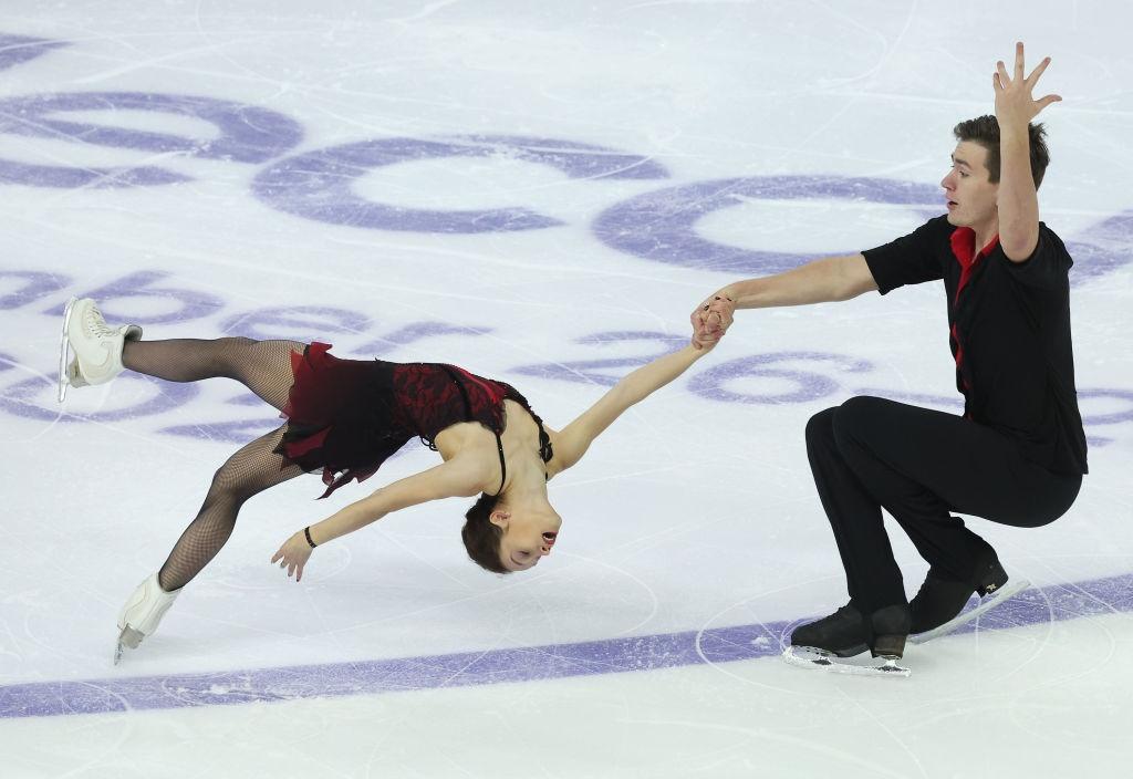 Daria Pavliuchenko and Denis Khodykin (RUS) compete in the Pairs Free Skating on day one the ISU Grand Prix of Figure Skating - Rostelecom Cup