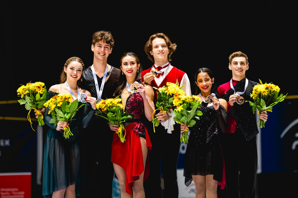 JGP Gdansk 2024 Ice Dance Gold Katarina Wolfkostin Dimitry Tsarevski USA Silver Sandrine Gauthier Quentin Thieren CAN bronze Dania Mouaden  Theo Bigot FRA ©International Skating Union (ISU) 2174269698