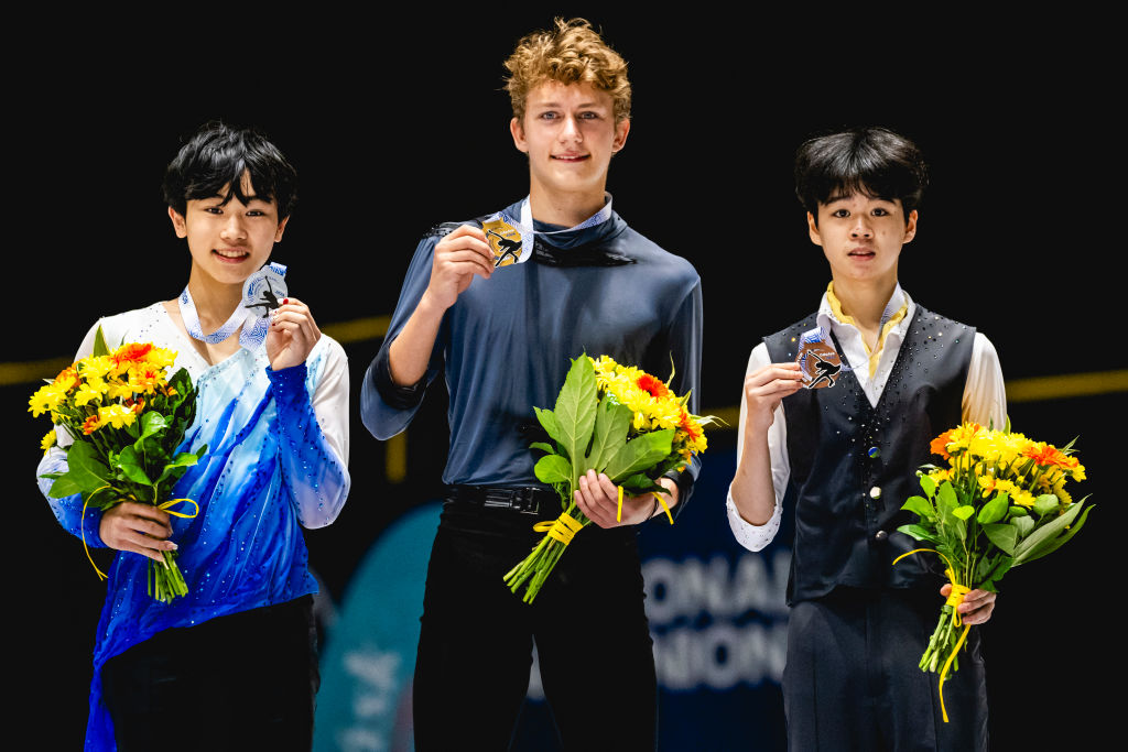 JGP Gdansk 2024 Men Gold Lukas Vaclavik SVK silver Sena Takahashi JPN bronze Minkyu Seo KOR ©International Skating Union (ISU)  2174269721