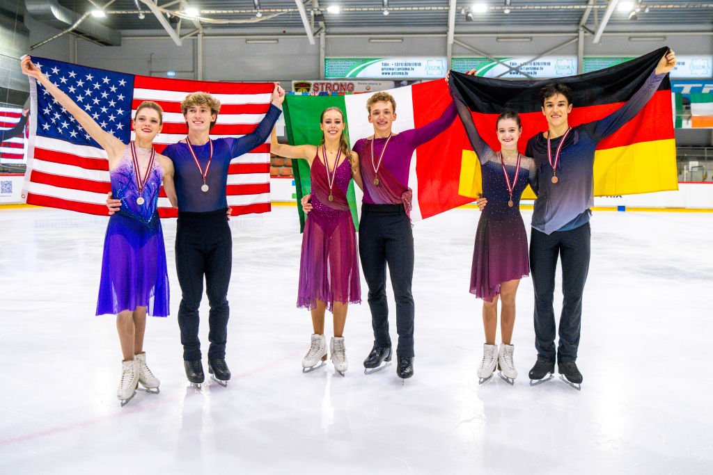 Tali, Lafornara (ITA), Mullen, Mullen (USA), Grimm, Savitskiy (GER)   ISU Junior Grand Prix of Figure Skating, Volvo Sports Center, Riga, Latvia ISU 2168772066