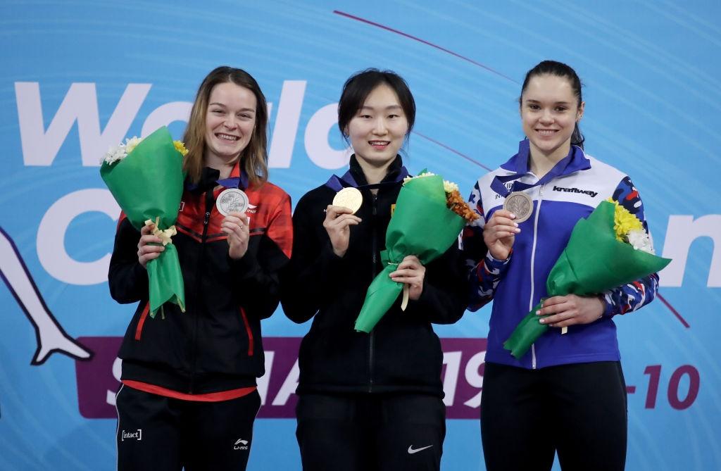 Kim Boutin (CAN), Choi Min Jeong (KOR), Sofia Prosvirnova (RUS) WSTSSC 2019©International Skating Union (ISU) 1134747918