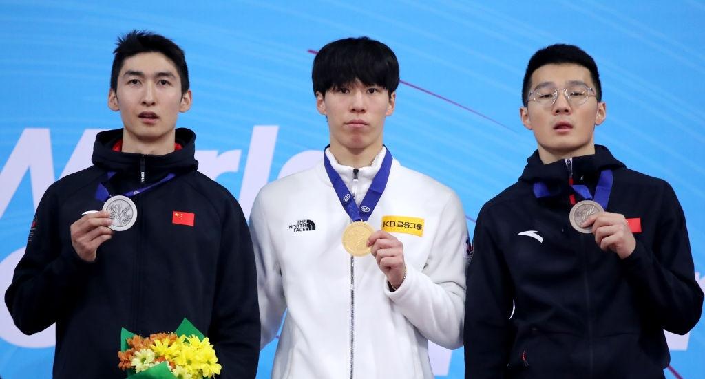Wu Dajing CHN Hwang Dae Heon KOR Ren Ziwei CHN WSTSSC 2019 International Skating Union ISU 1134743841