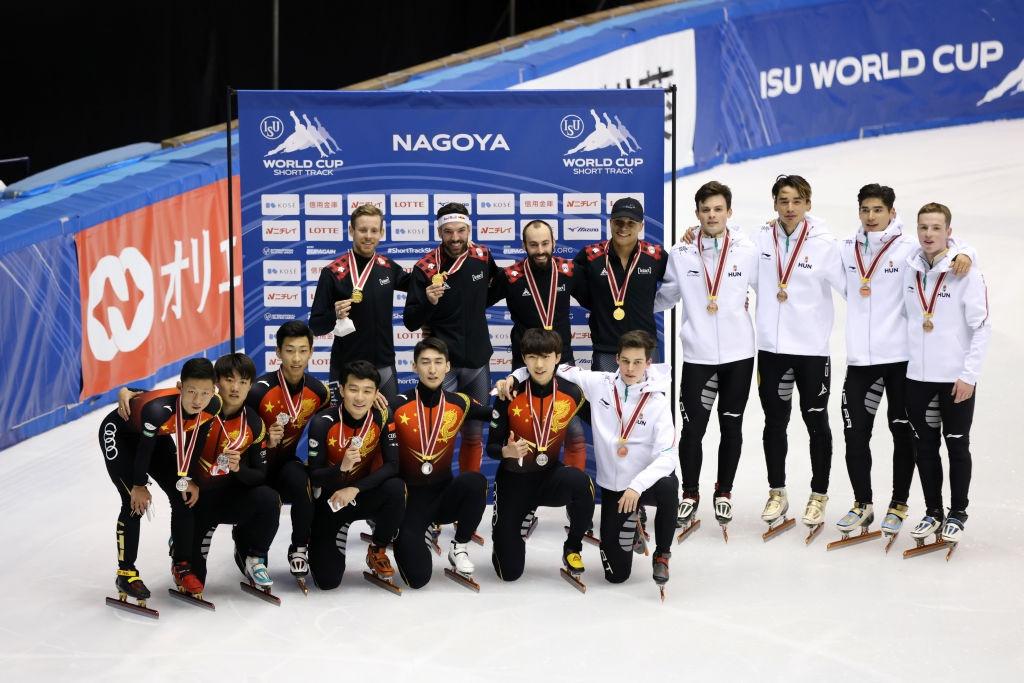 Men's 5000m Relay podium ISU World Cup Nagoya