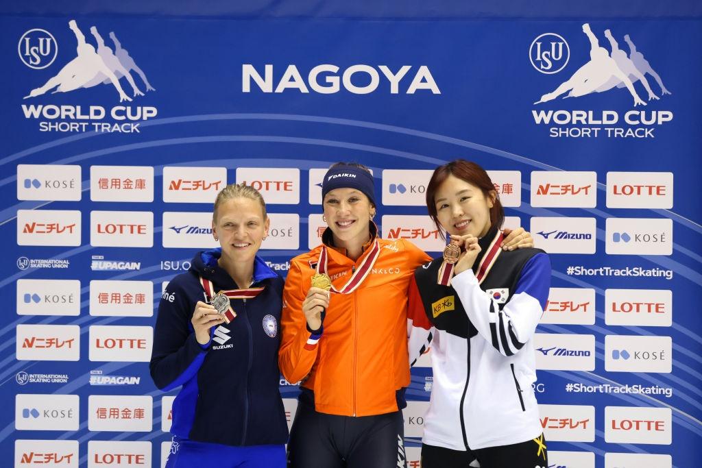 Womens 1500m podium ISU World Cup Nagoya 2021