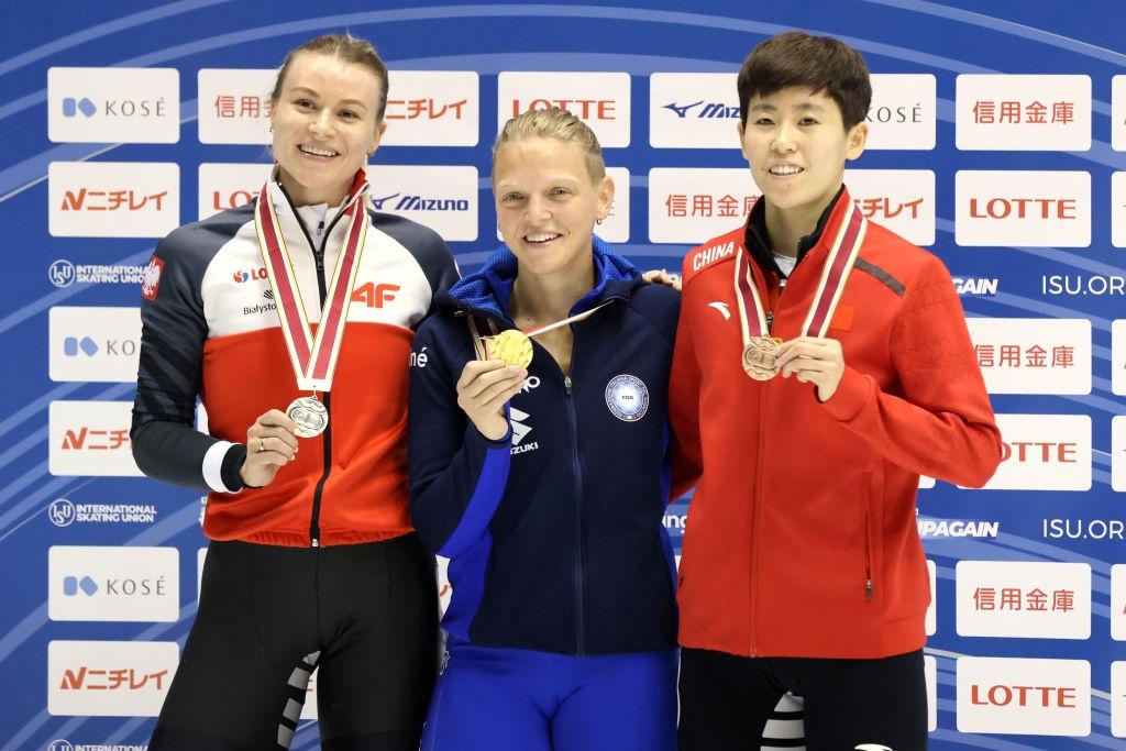 Womens 500m podium ISU World Cup Nagoya 2021