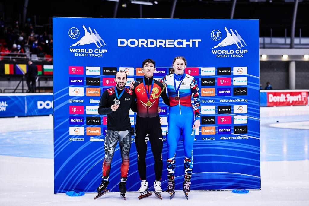 Mens 500m podium ST World Cup Dordrecht Day 1