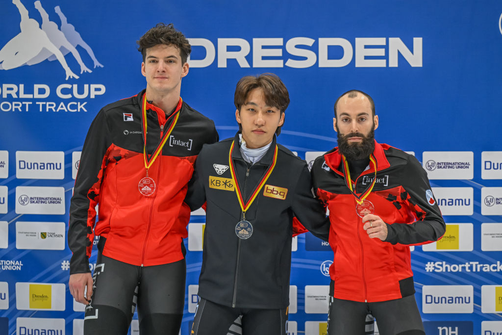 The Men's 1000m podium in Dresden