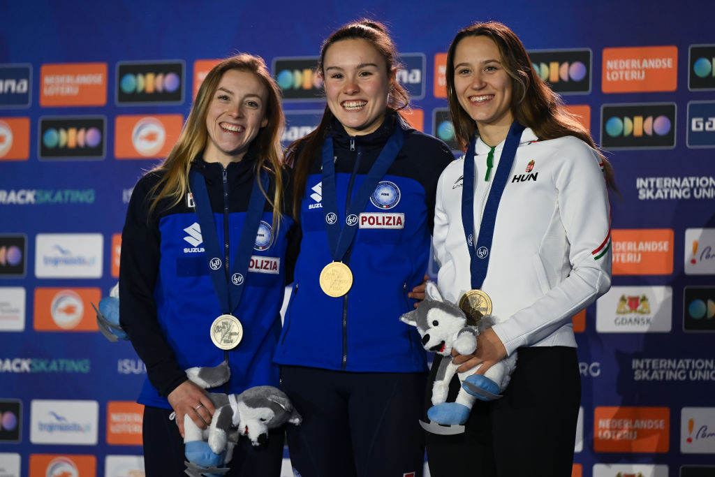 The women's 1500m podium in Gdansk