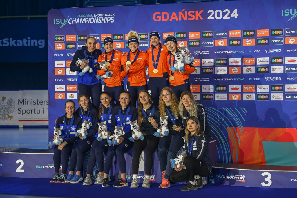 The women's relay podium in Gdansk