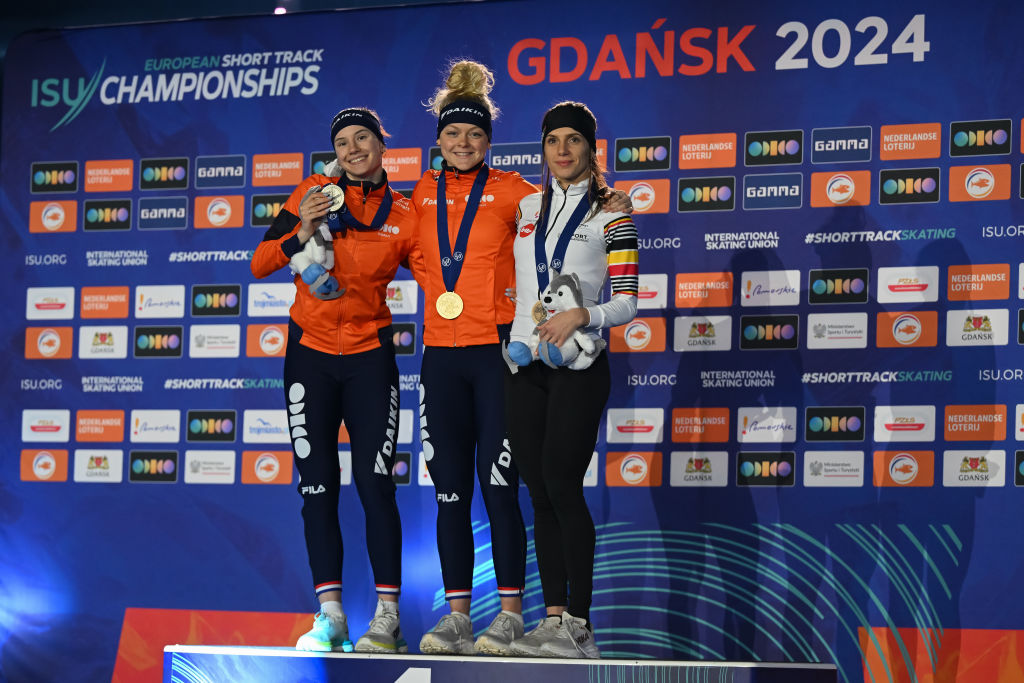 The women's 500m podium