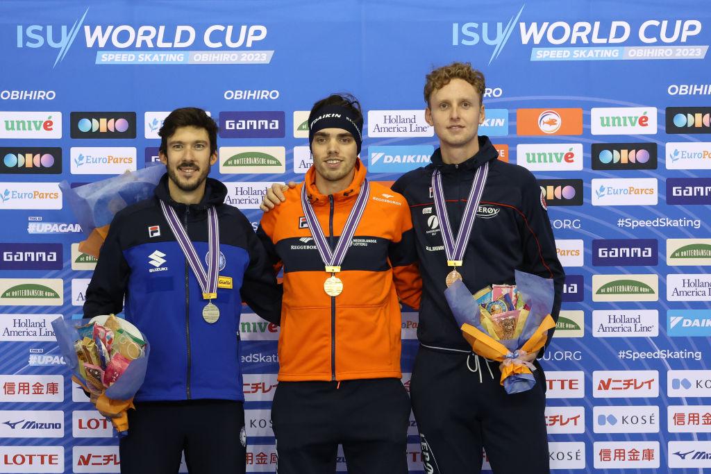 Ghiotto, Roest and Eitrem on the 5000m podium in Obihiro