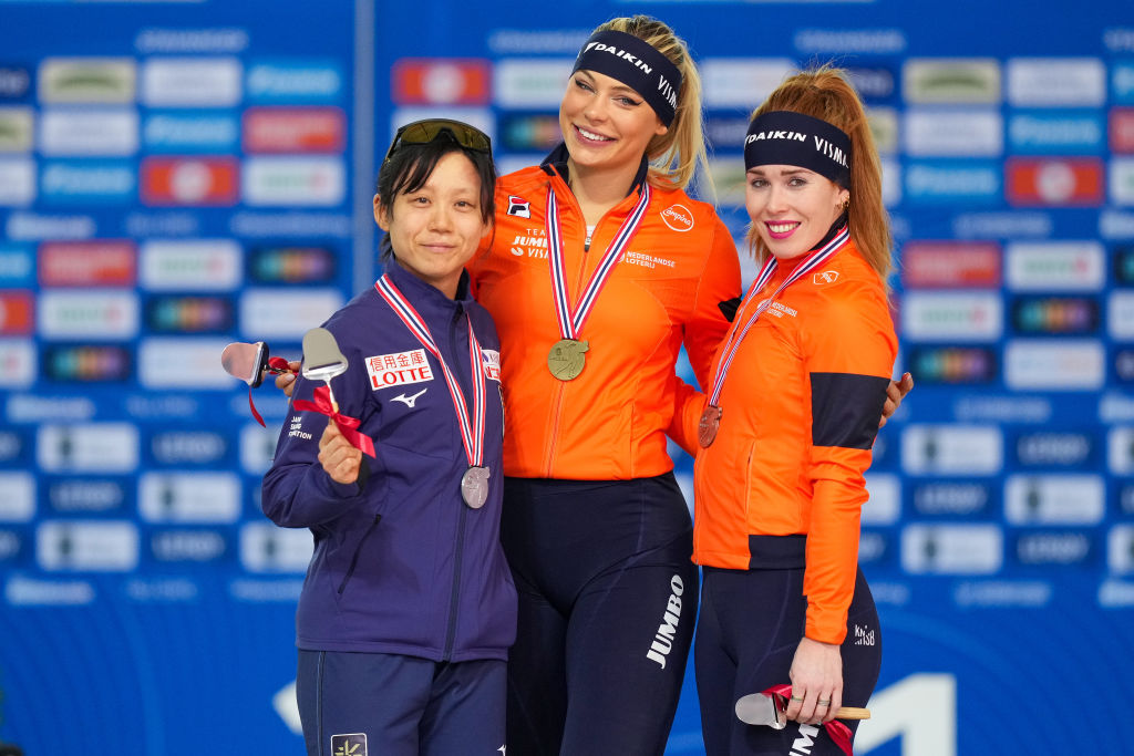 Miho Takagi (JPN) Jutta Leerdam (NED) , Antoinette Rijpma De Jong (NED)  ISU World Cup Speed Skating Stavanger (NOR) ISU 1815425350