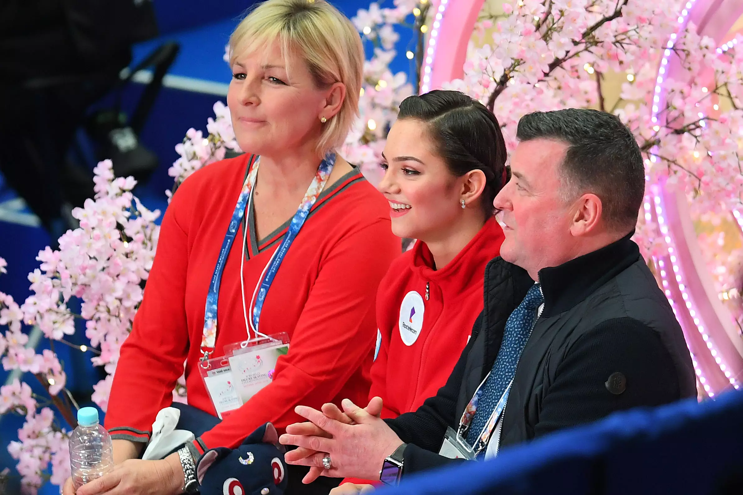 Evgenia Medvedeva RUS and Coaches WFSC 2019 International Skating Union ISU 1137030261