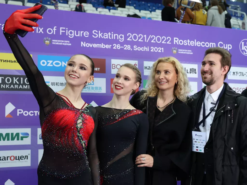 Kamila Valieva, Maiia Khromykh,Eteri Tutberidze, Daniil Gleikhengauz  ISU Grand Prix of Figure Skating Sochi (RUS) @ISU 1236852209
