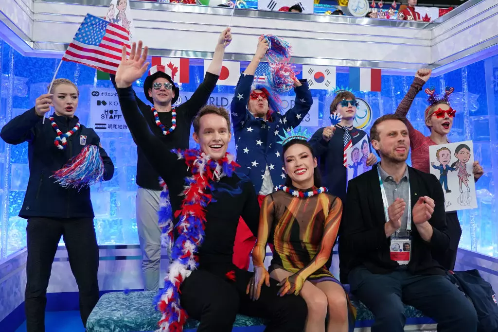 Team USA at the Kiss and Cry