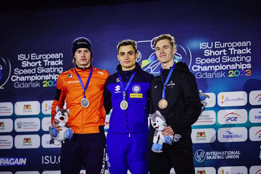 European Short Track Championships 500m podium