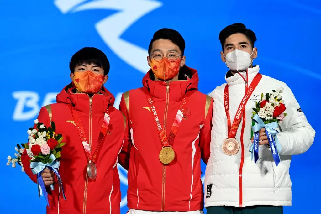 Li Wenlong, Ren Ziwei (CHN) and Shaoang Liu (HUN) Olympic Winter Games Beijing (CHN) GettyImages 1238291308