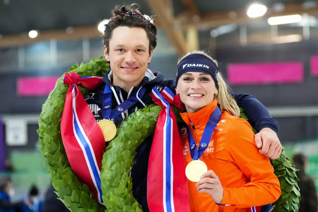 Nils van der Poel (SWE) and Irene Schouten (NED) ISU World Speed Skating Championships 2022 Hamar (NOR) @ISU 1381568497