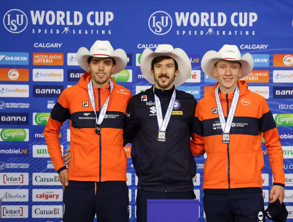 Roest Ghiotto Snellink 10000m podium