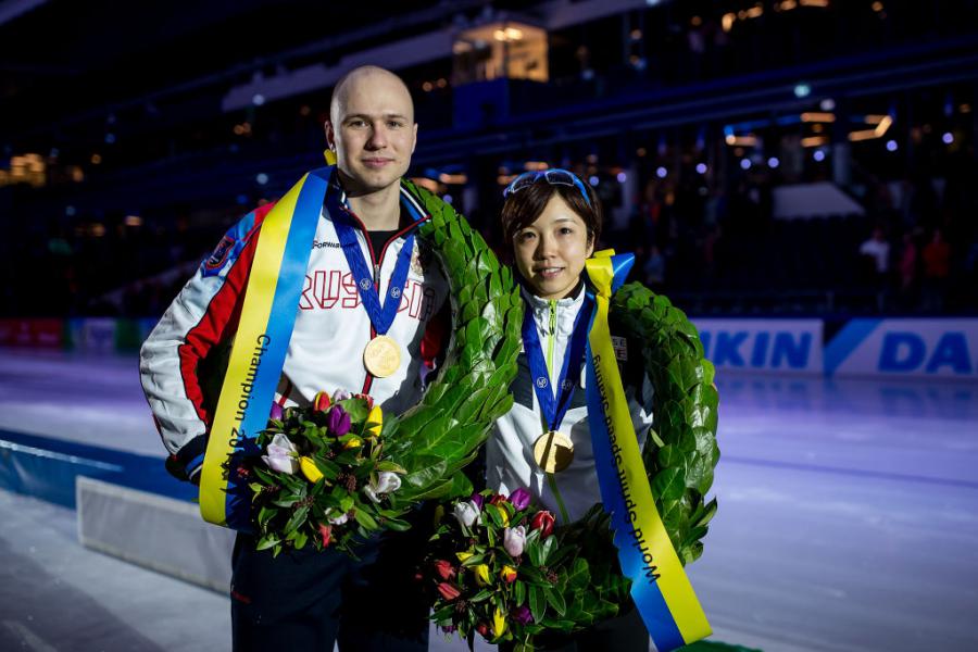 Pavel Kulizhnikov (RUS) Nao Kodaira (JPN) WSSSC 2019©International Skating Union (ISU) 1131846643