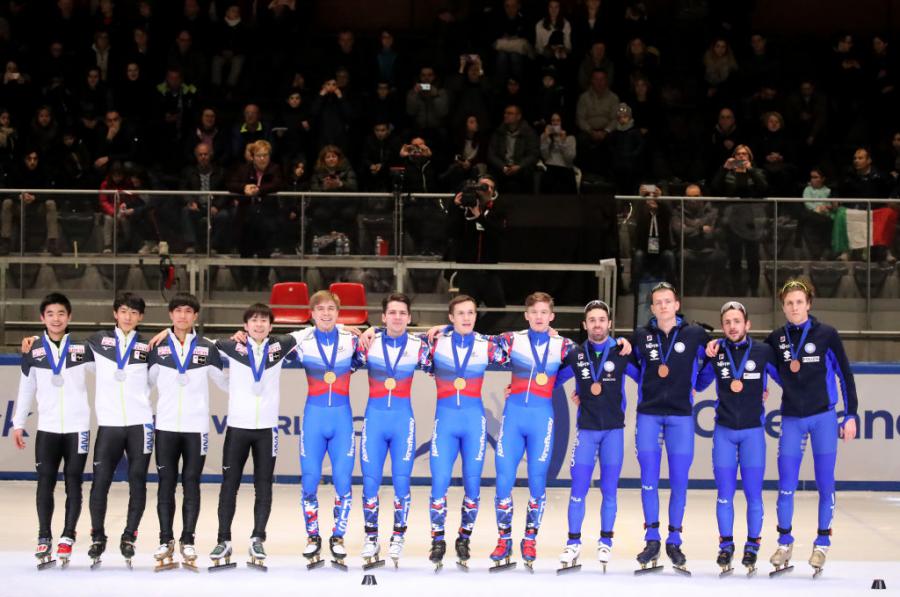 Team Japan, Team Russia, Team Italy WCSTSS ITA 2019©International Skating Union (ISU) 1128730665