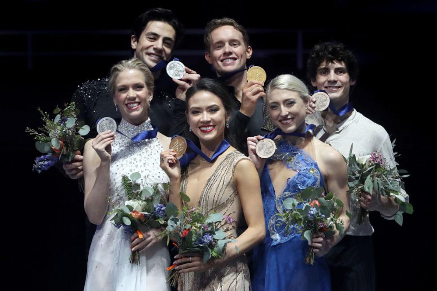 Kaitlyn Weaver Andrew Poje (CAN) Madison Chock Evan Bates (USA) Piper Gilles and Paul Poirier (CAN) FCFSC 2019©ISU 1128779122